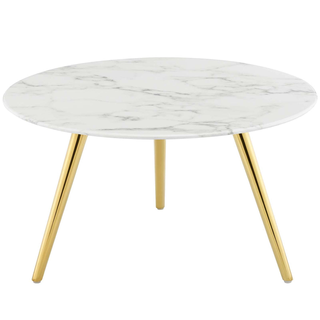 Lippa Round Artificial Marble Coffee Table with Tripod Base