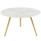 Lippa Round Artificial Marble Coffee Table with Tripod Base