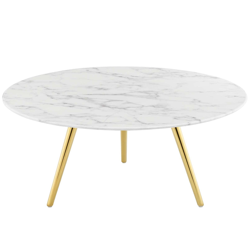 Lippa Round Artificial Marble Coffee Table with Tripod Base