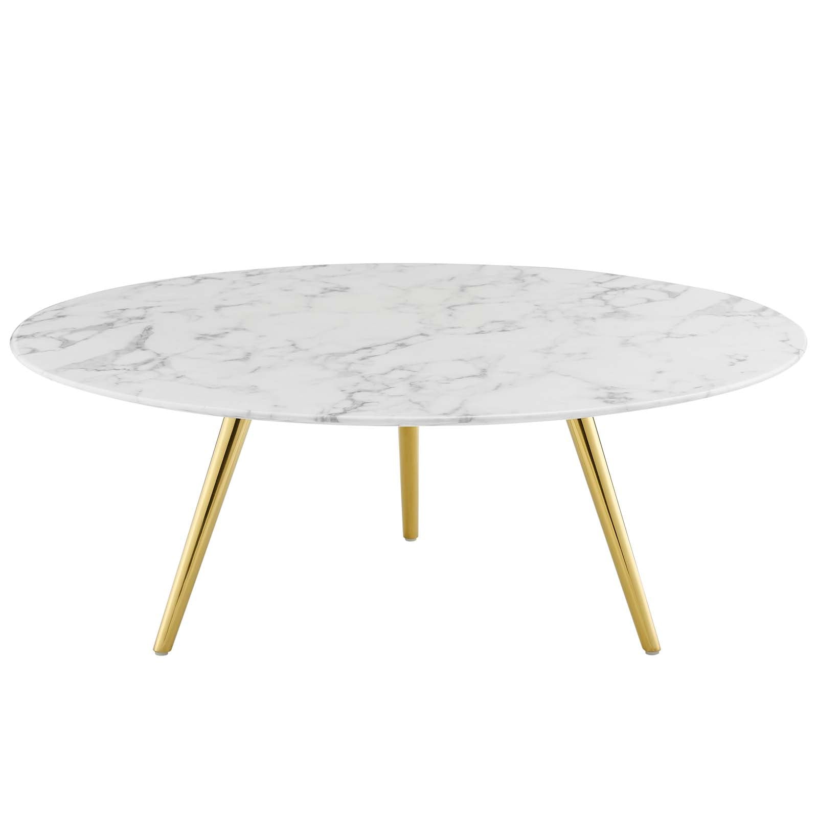 Lippa Round Artificial Marble Coffee Table with Tripod Base