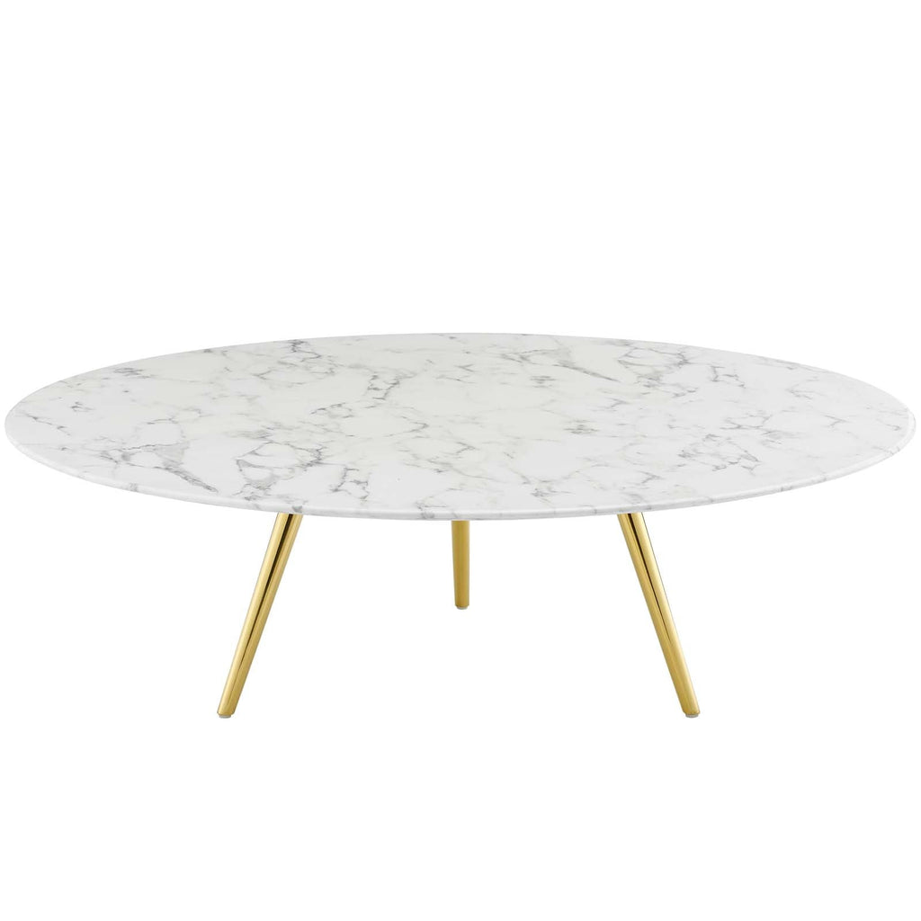 Lippa Round Artificial Marble Coffee Table with Tripod Base