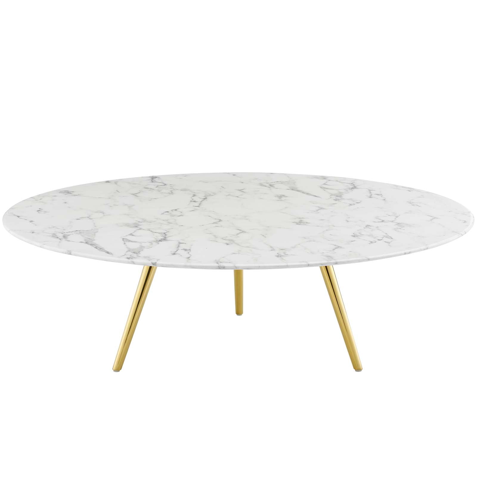 Lippa Round Artificial Marble Coffee Table with Tripod Base