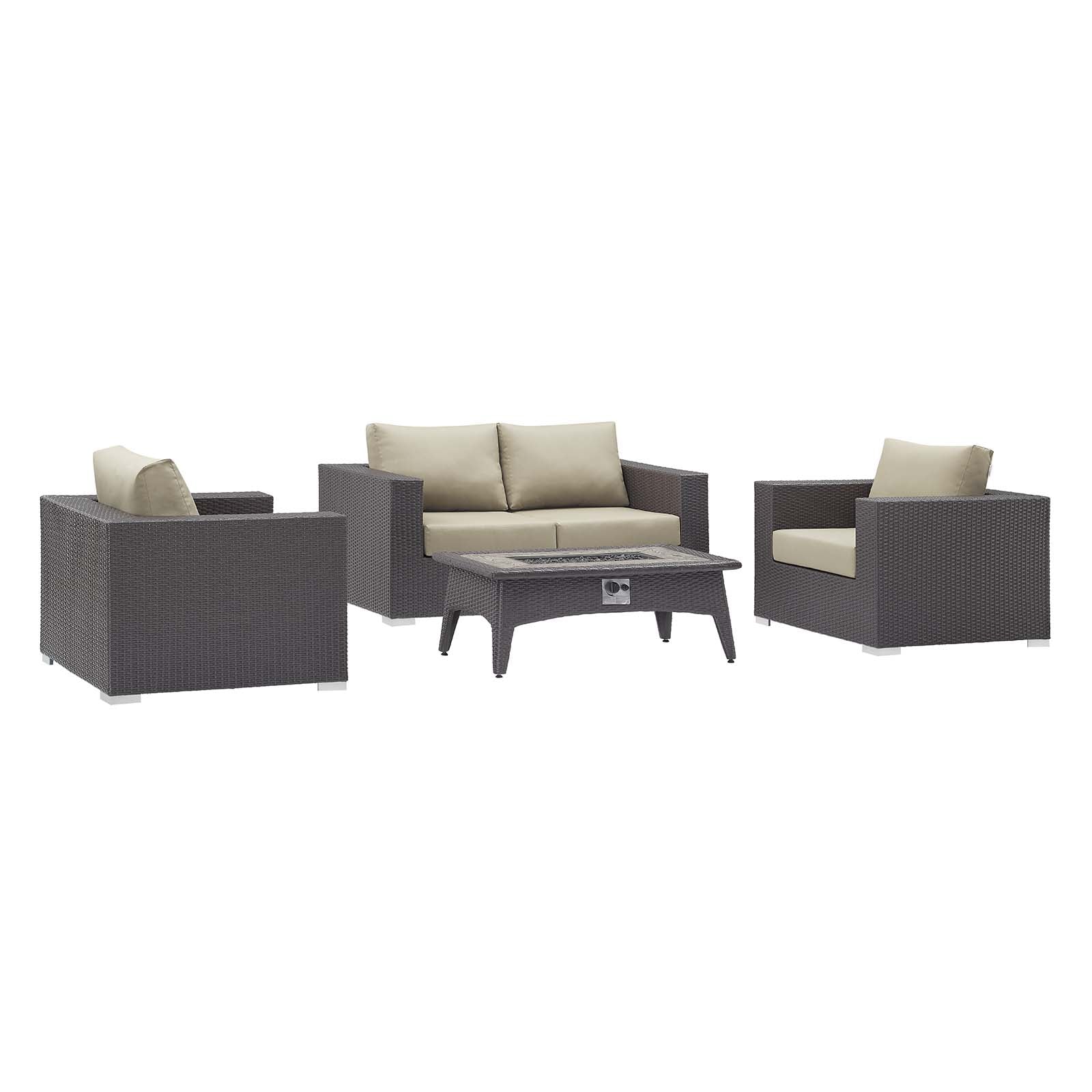 outdoor 4 Piece Set Outdoor Patio with Fire Pit