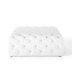 Amour Tufted Button Large Square Faux Leather Ottoman