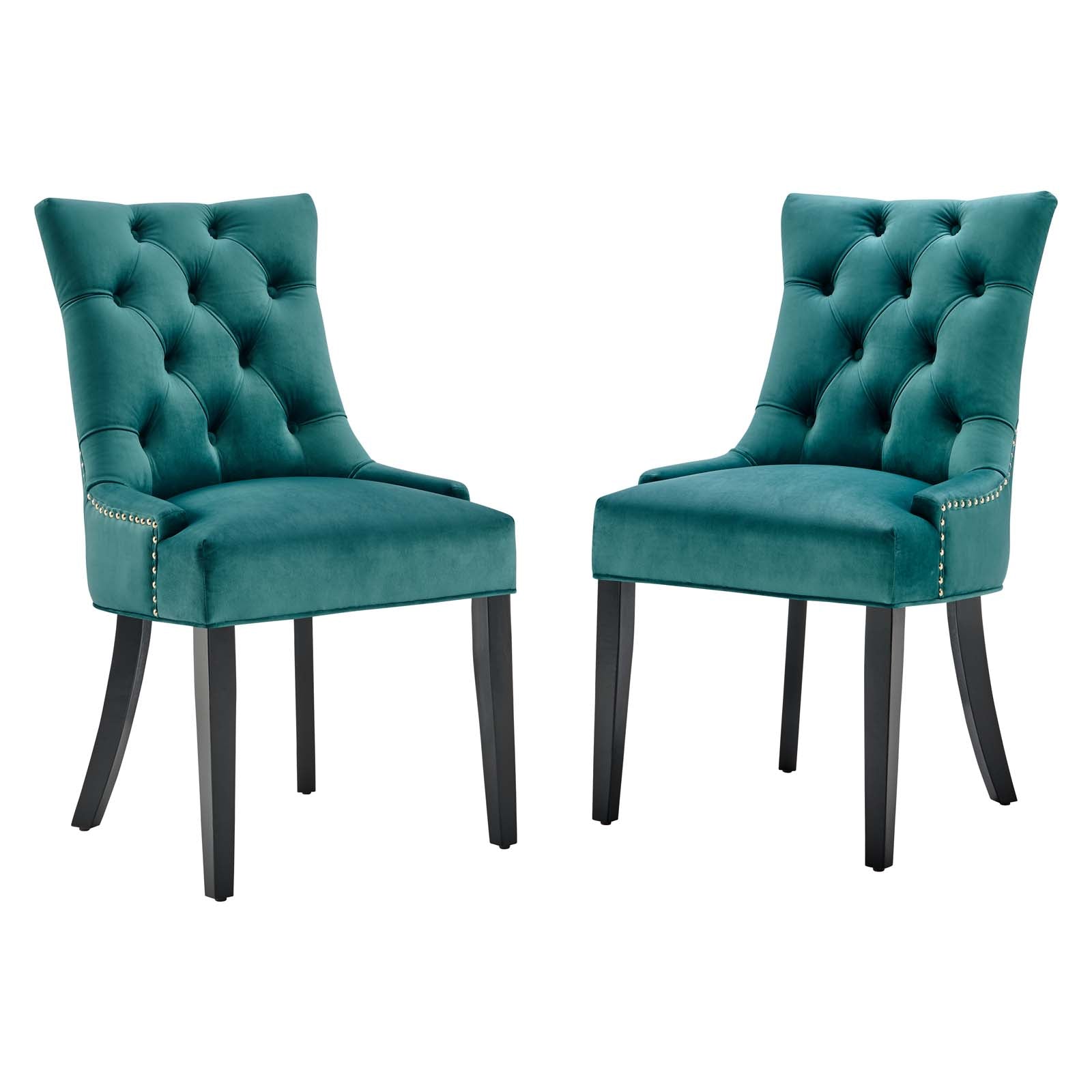 Regent Tufted Performance Velvet Dining Side Chairs - Set of 2 - EEI-3780-TEA