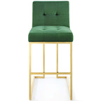 Privy Gold Stainless Steel Performance Velvet Bar Stool