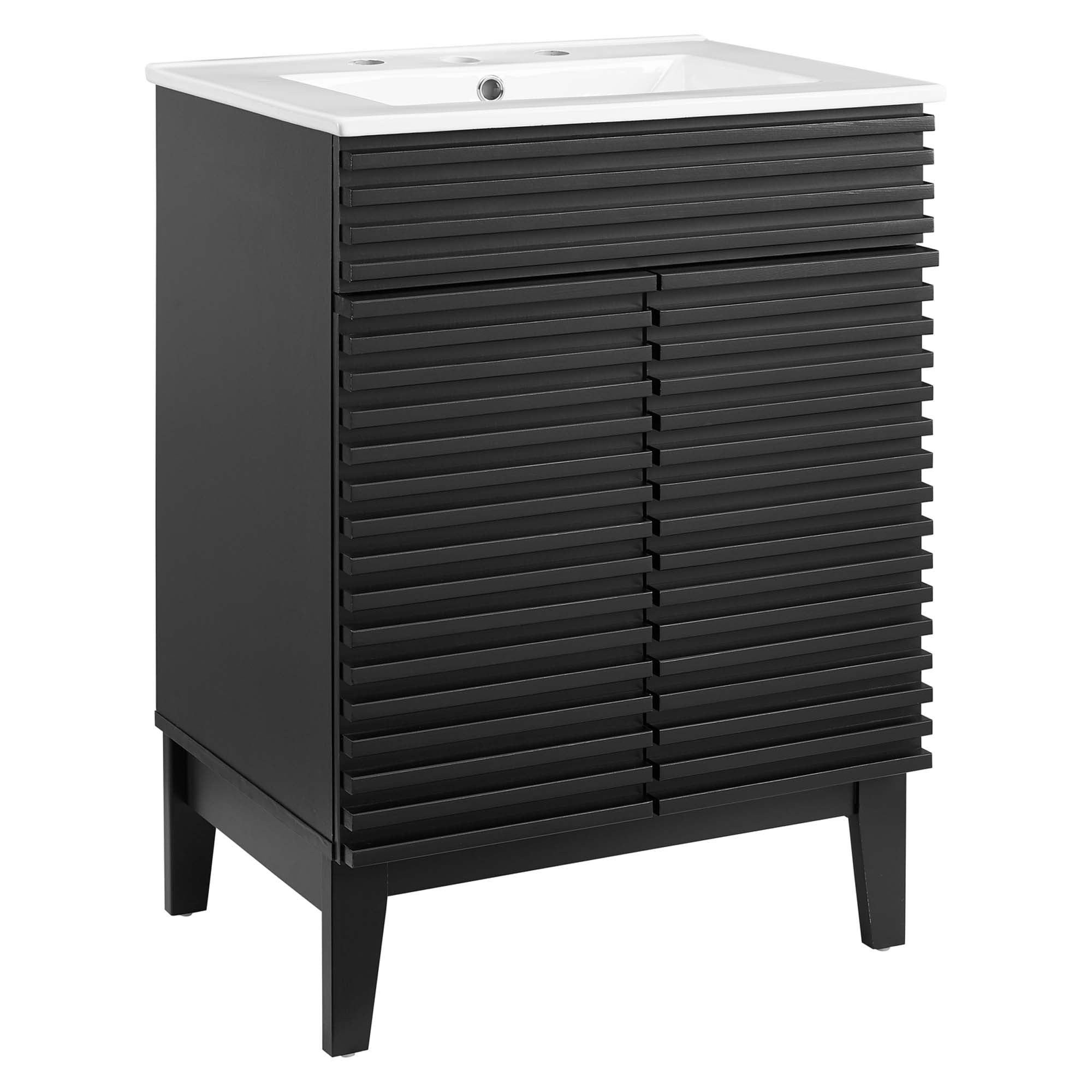 Render 18" and 24" Bathroom Vanities with White Basin Included - EEI-3860-BLK-WHI