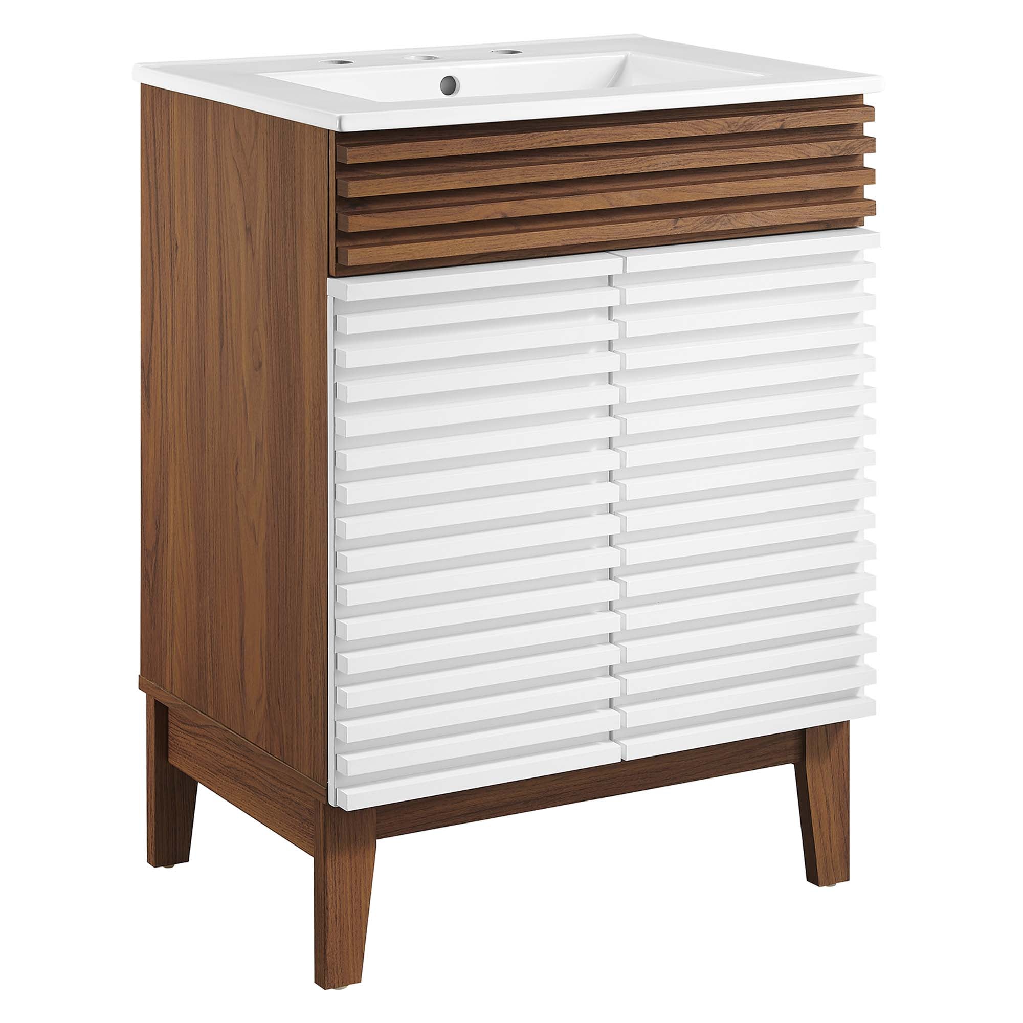 Render 18" and 24" Bathroom Vanities with White Basin Included - EEI-3860-WHI-WAL-WHI
