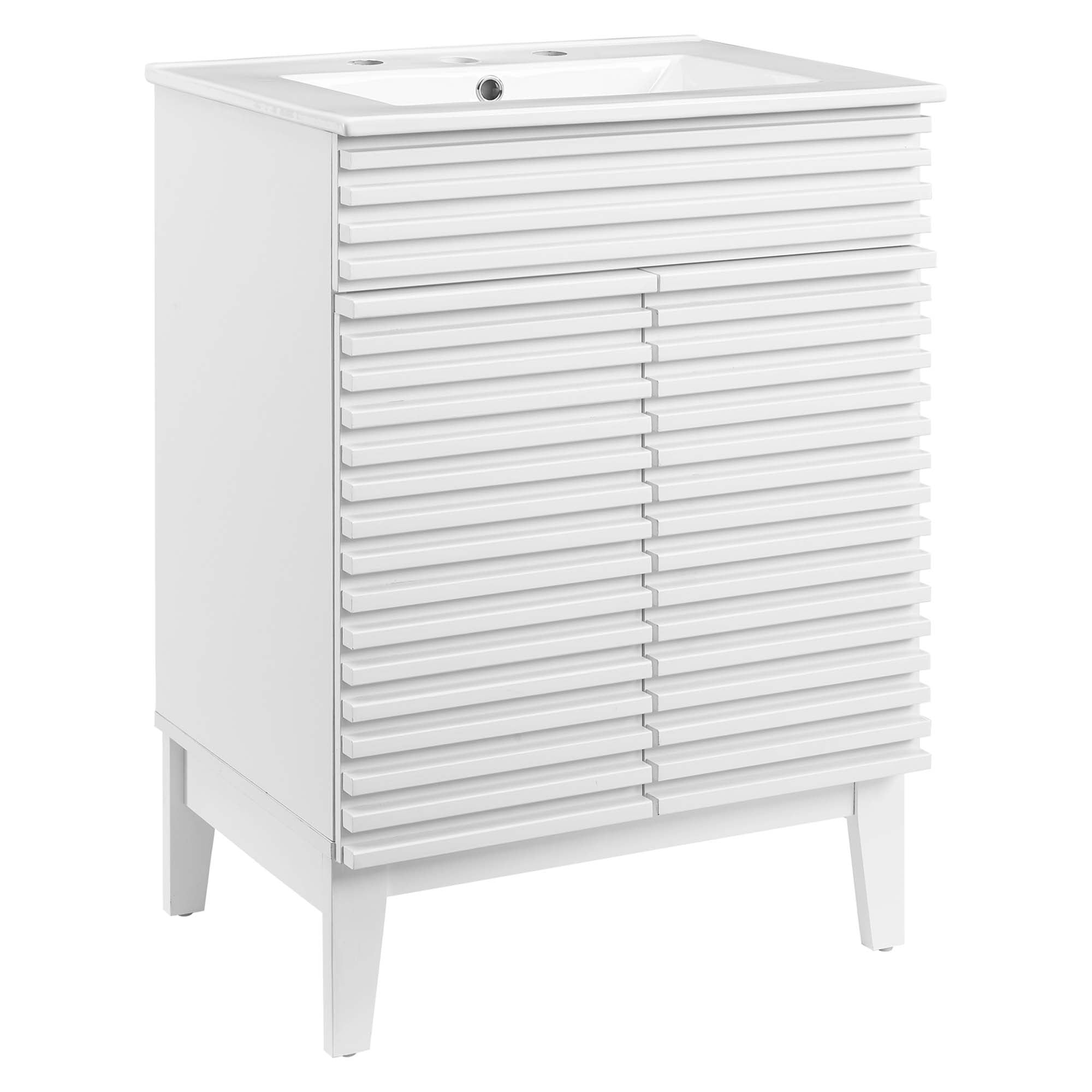 Render 18" and 24" Bathroom Vanities with White Basin Included - EEI-3860-WHI-WHI