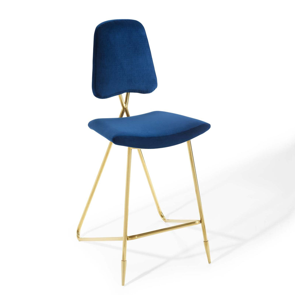 Ponder Performance Velvet Bar Stool - EEI-3880-NAV