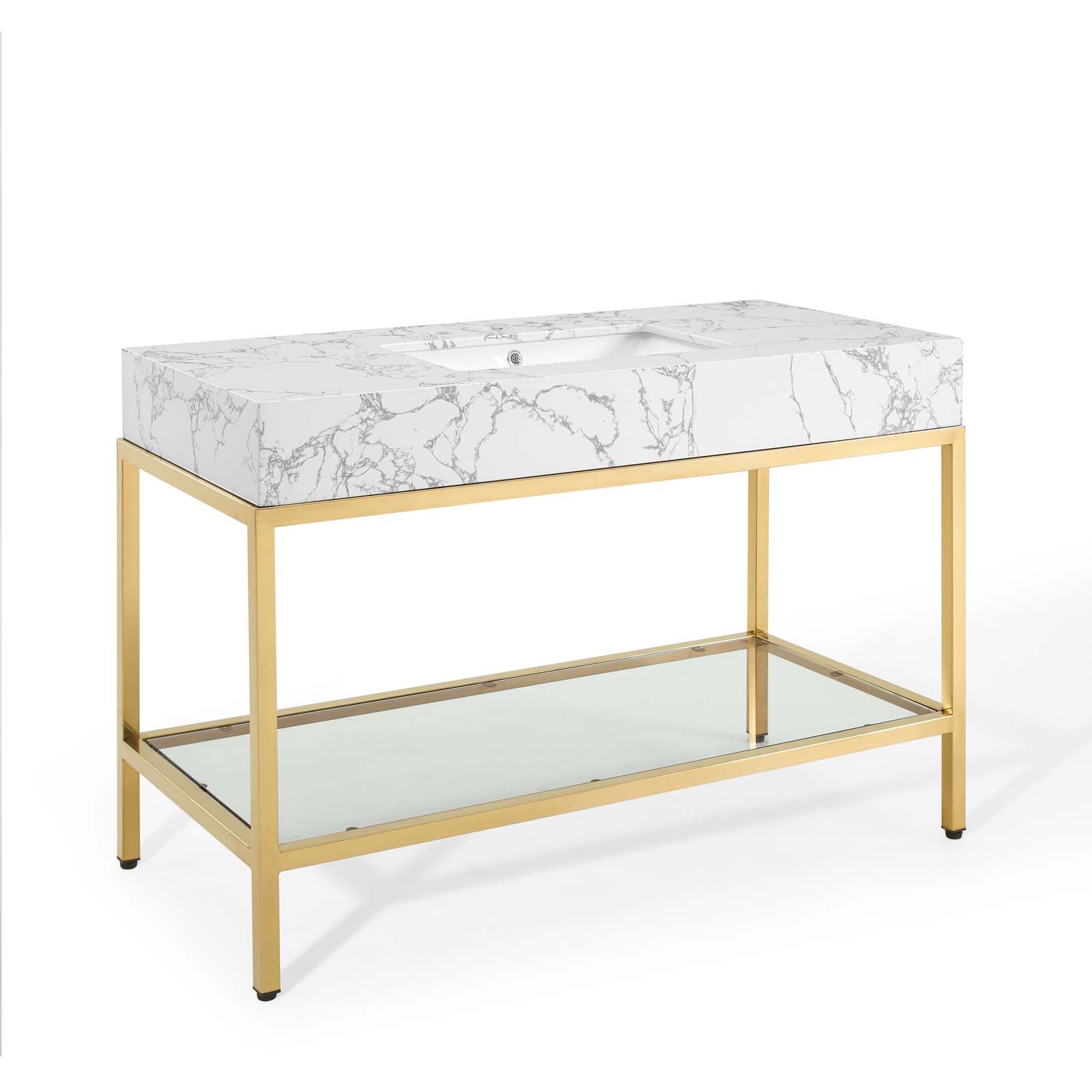 Kingsley Stainless Steel Bathroom Vanity - EEI-3999-GLD-WHI