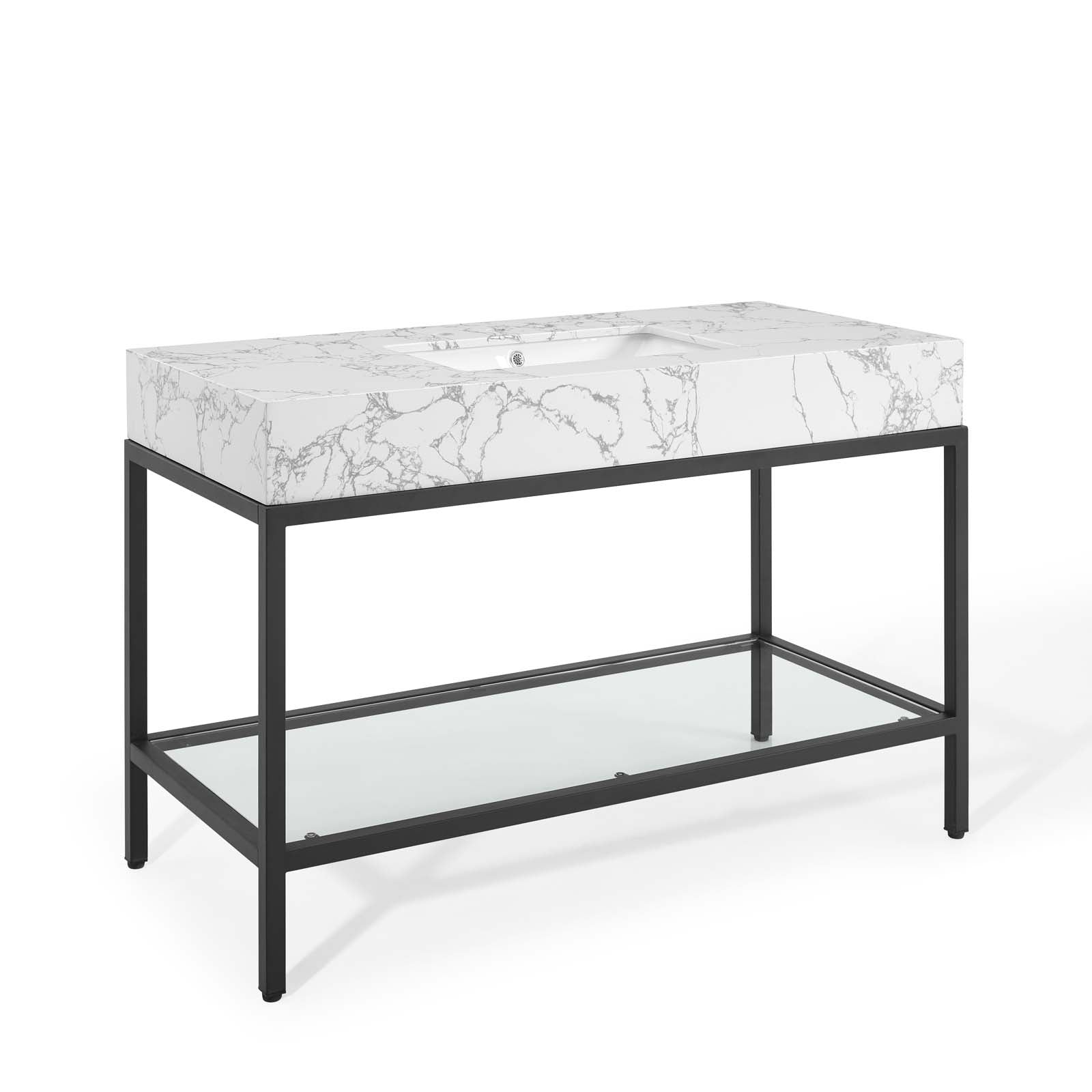 Kingsley Stainless Steel Bathroom Vanity - EEI-4000-BLK-WHI