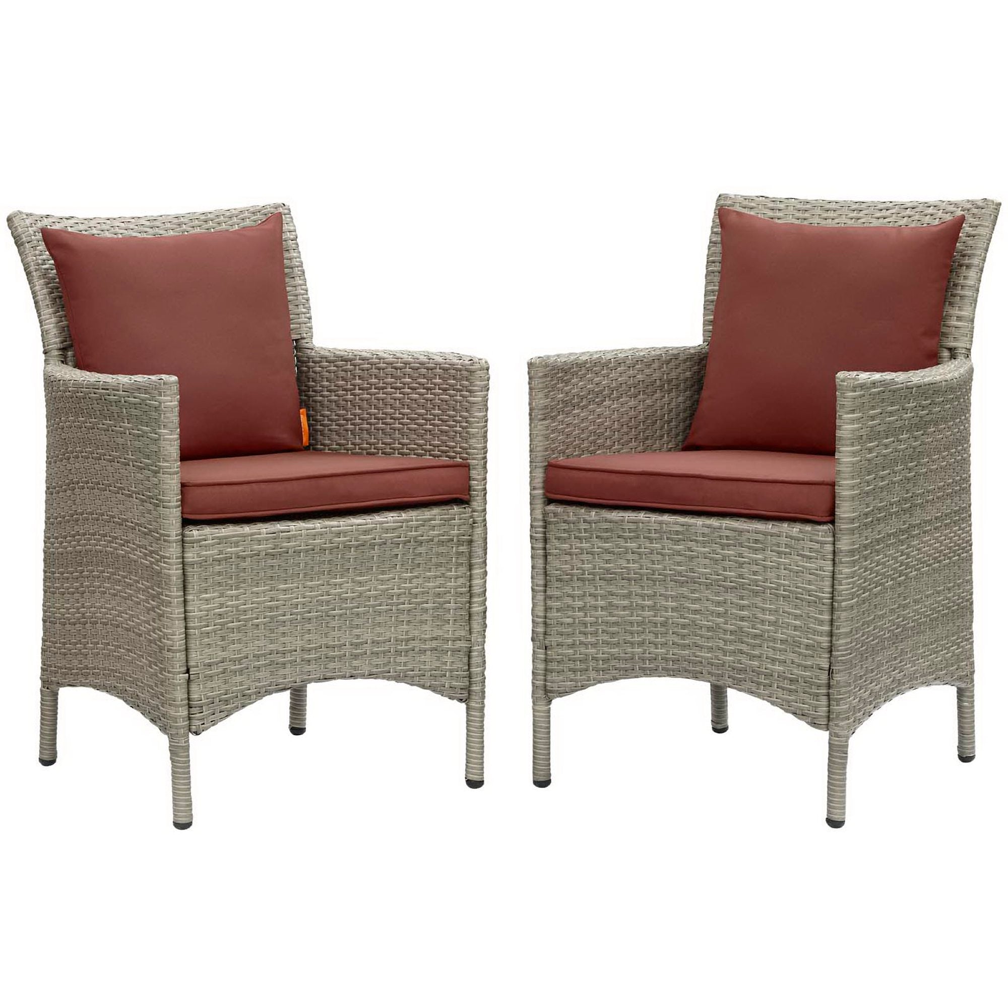 Conduit Outdoor Wicker Rattan Dining Armchair Set of 2