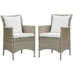 Conduit Outdoor Wicker Rattan Dining Armchair Set of 2