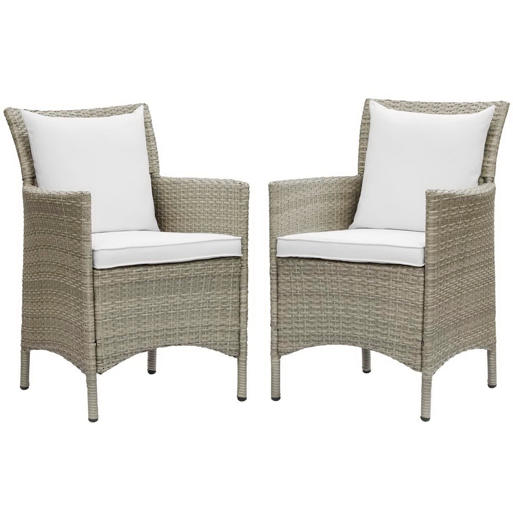 Conduit Outdoor Wicker Rattan Dining Armchair Set of 2