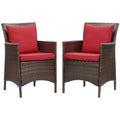 Conduit Outdoor Patio Wicker Rattan Dining Armchair Set of 2 - EEI-4030-BRN-RED