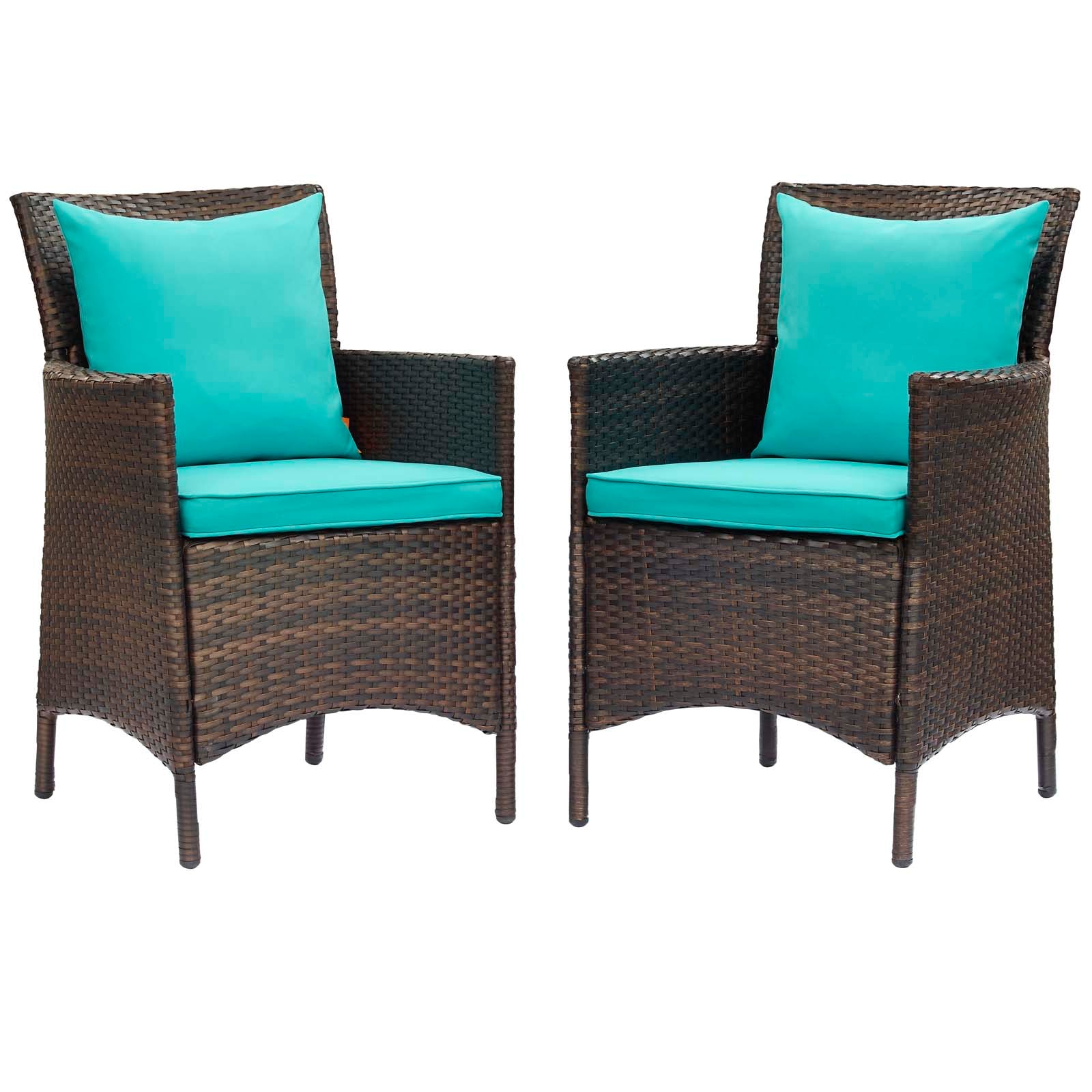 Conduit Outdoor Patio Wicker Rattan Dining Armchair Set of 4