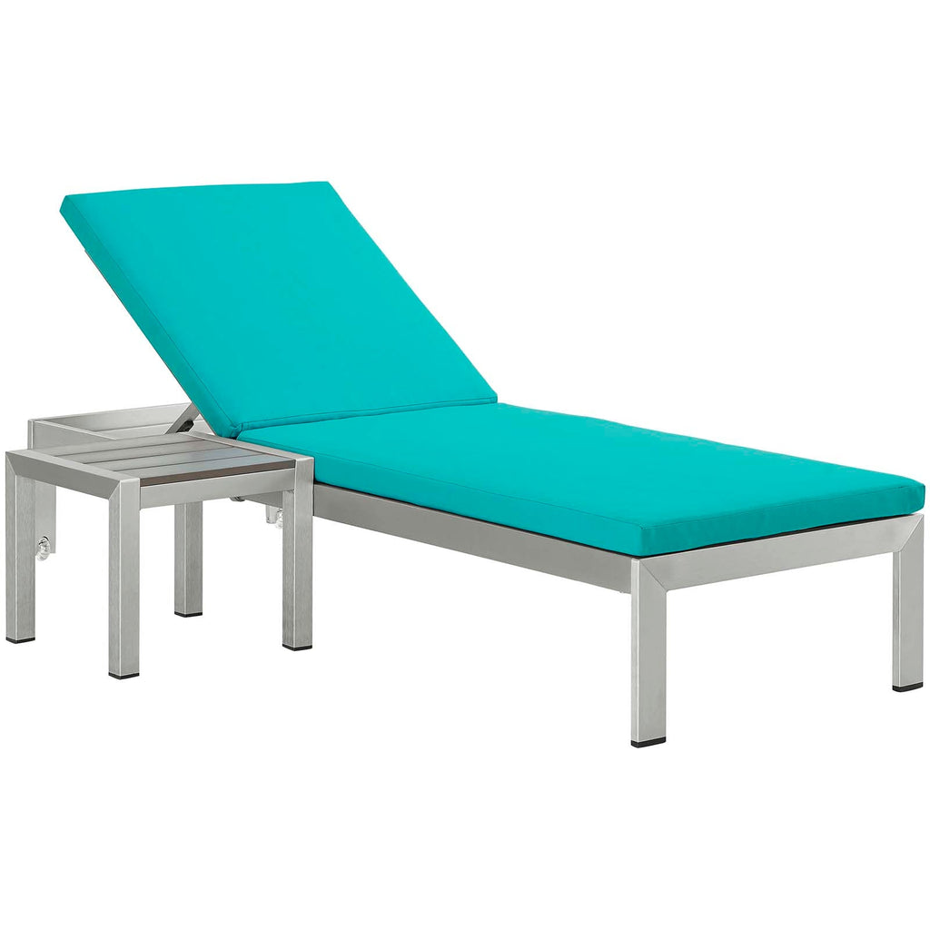 outdoor Outdoor Patio Aluminum Chaise Lounge Chair and Side Table
