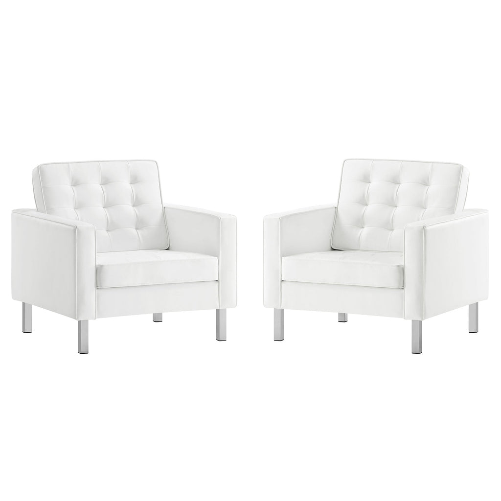 Loft Tufted Vegan Leather Armchairs - Set of 2