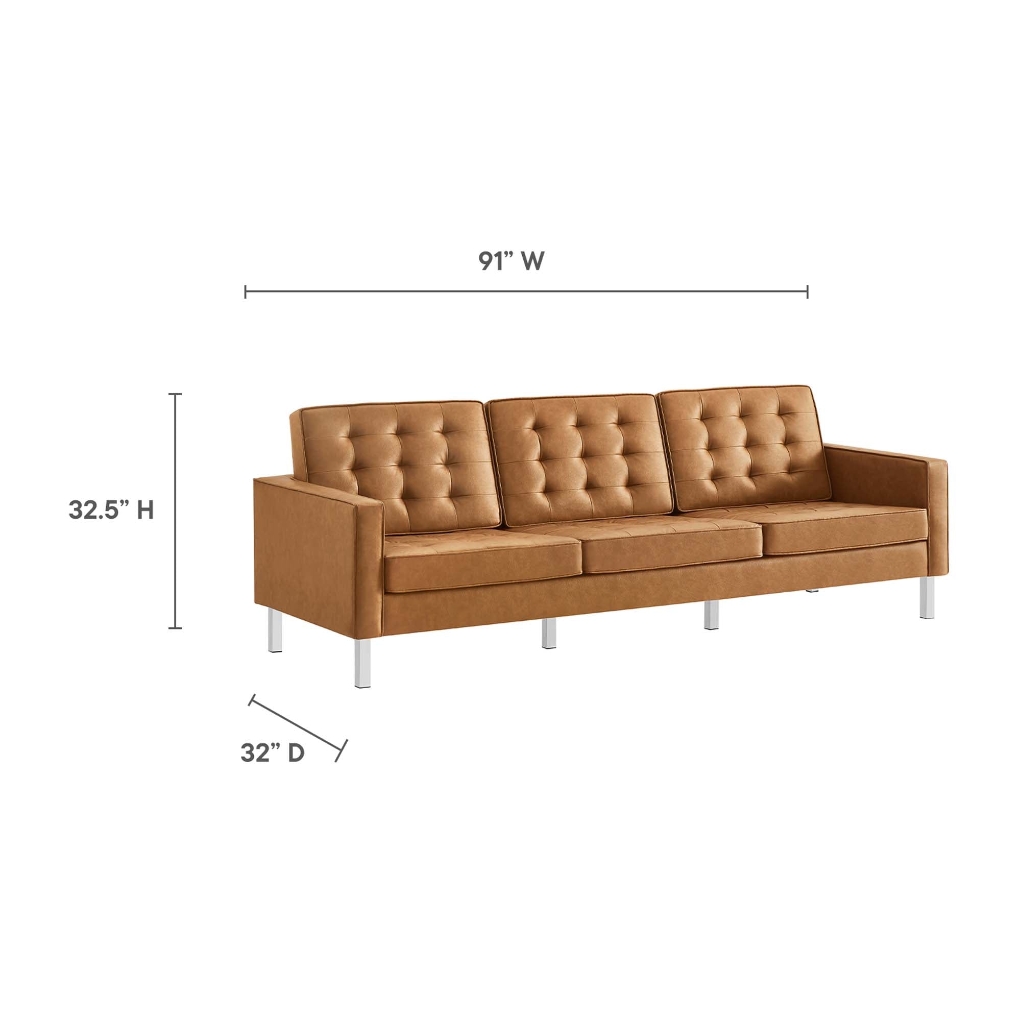 Loft 2-Piece Tufted Vegan Leather Furniture Set