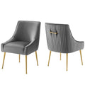 Discern Pleated Back Upholstered Performance Velvet Dining Chair Set of 2