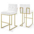 Privy Gold Stainless Steel Upholstered Fabric Bar Stool Set of 2
