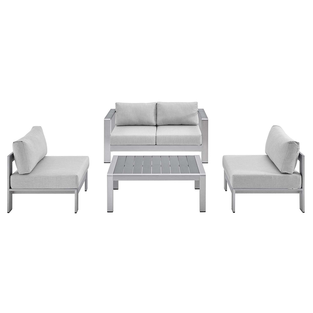 outdoor 4 Piece Sunbrella® Fabric Outdoor Patio Aluminum Set