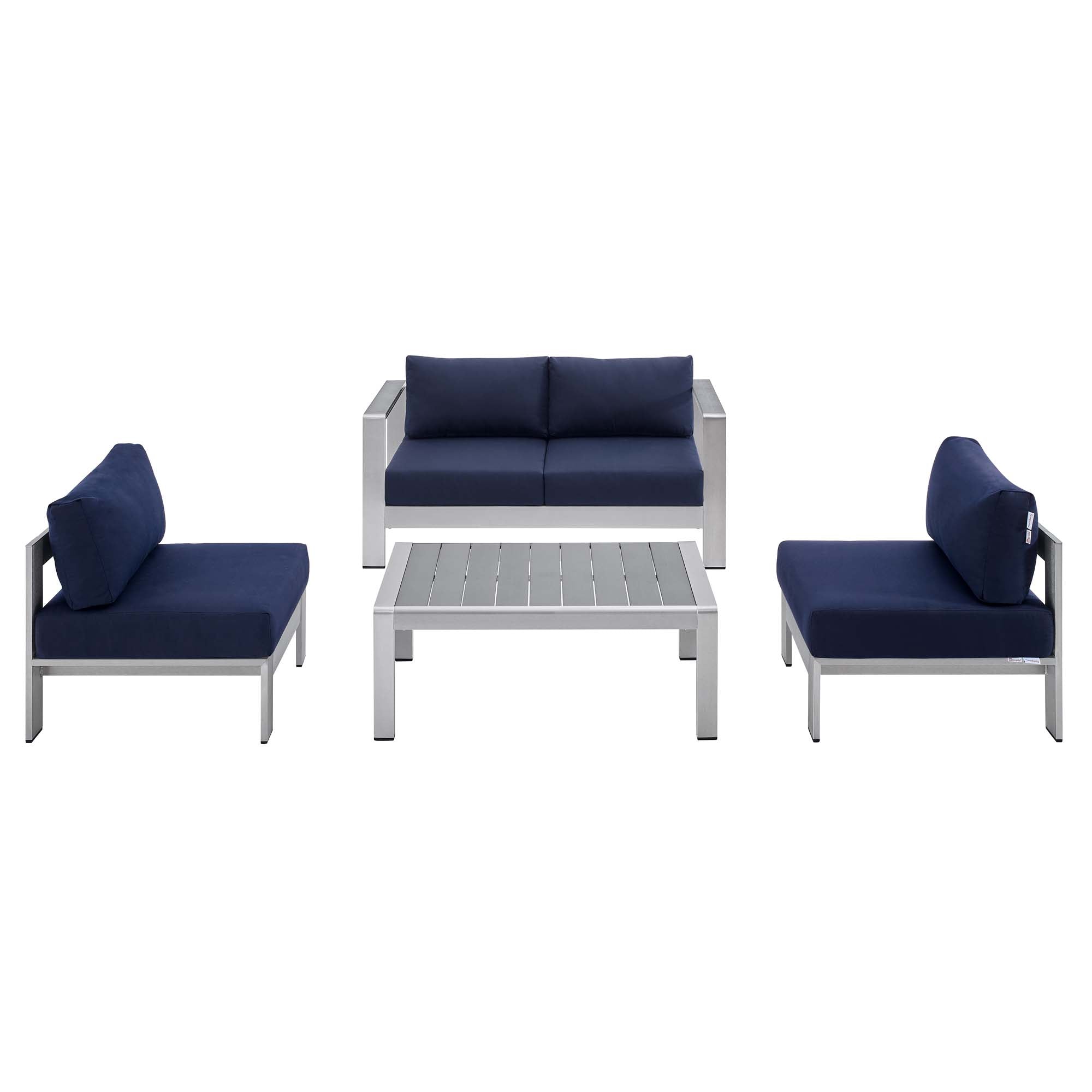 outdoor 4 Piece Sunbrella® Fabric Outdoor Patio Aluminum Set