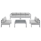 outdoor 5 Piece Sunbrella® Fabric Outdoor Patio Aluminum Sectional Sofa Set