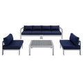 outdoor 5 Piece Sunbrella® Fabric Outdoor Patio Aluminum Sectional Sofa Set