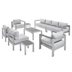 outdoor 9 Piece Sunbrella® Fabric Outdoor Patio Aluminum Sectional Sofa Set