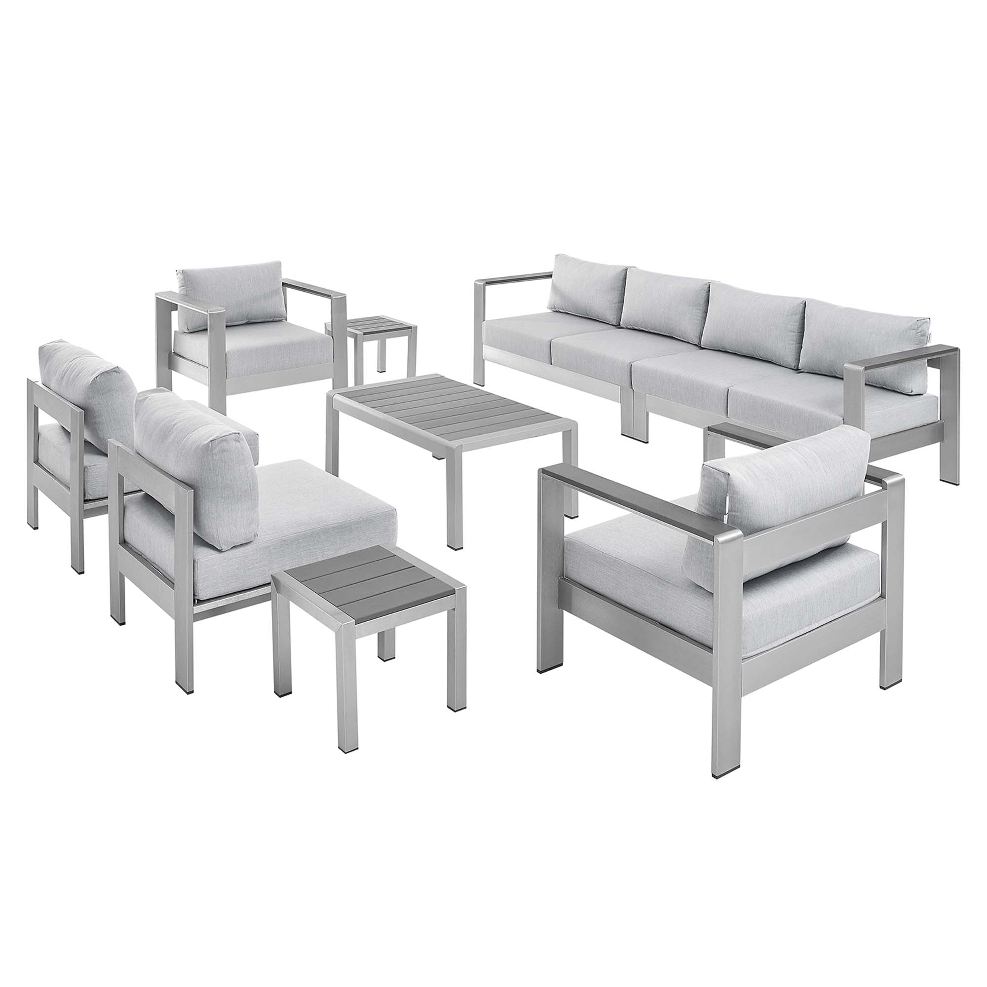 outdoor 9 Piece Sunbrella® Fabric Outdoor Patio Aluminum Sectional Sofa Set