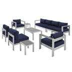outdoor 9 Piece Sunbrella® Fabric Outdoor Patio Aluminum Sectional Sofa Set