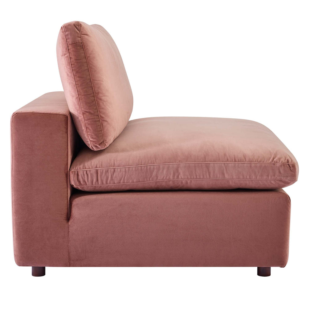 modular Down Filled Overstuffed Performance Velvet Armless Chair