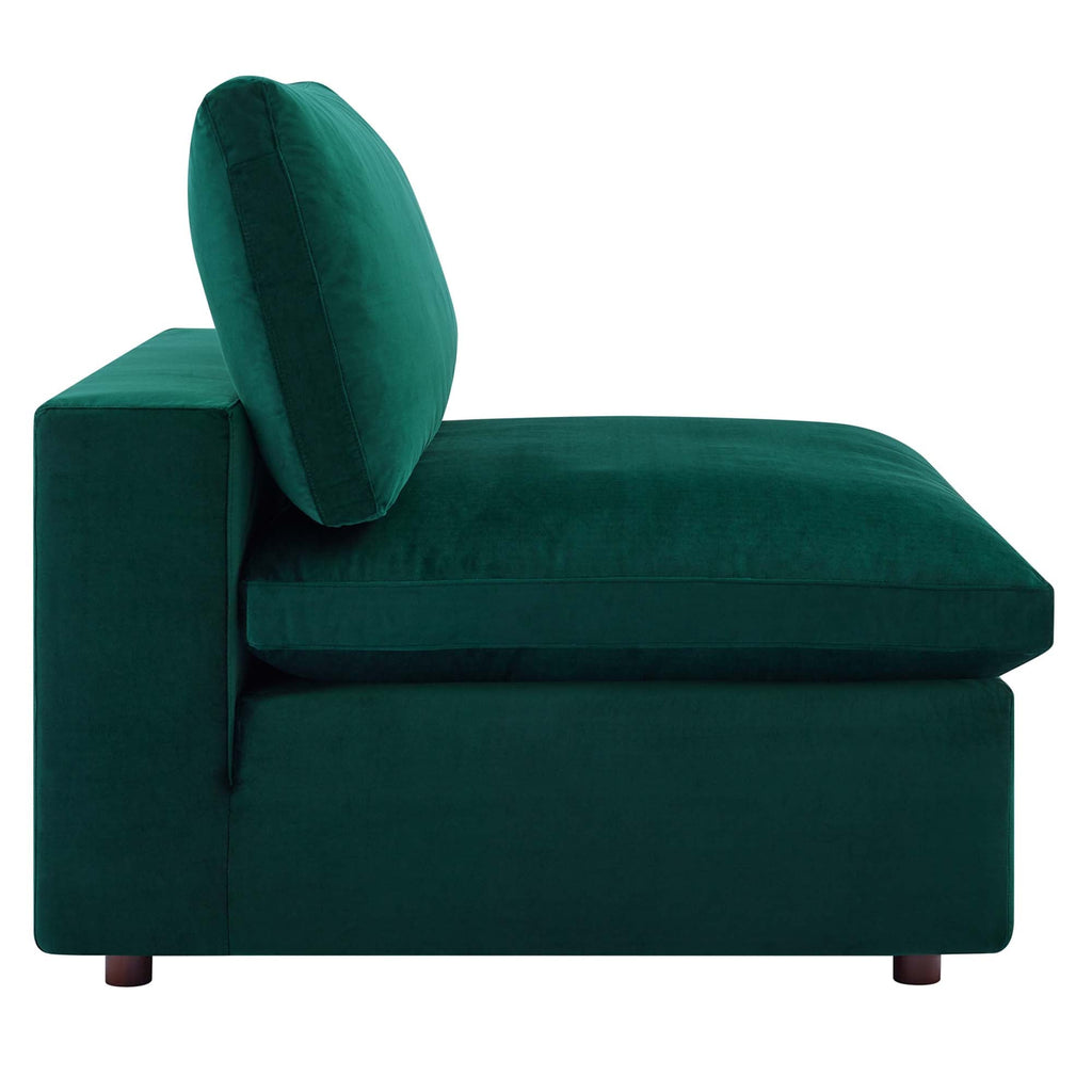 modular Down Filled Overstuffed Performance Velvet Armless Chair