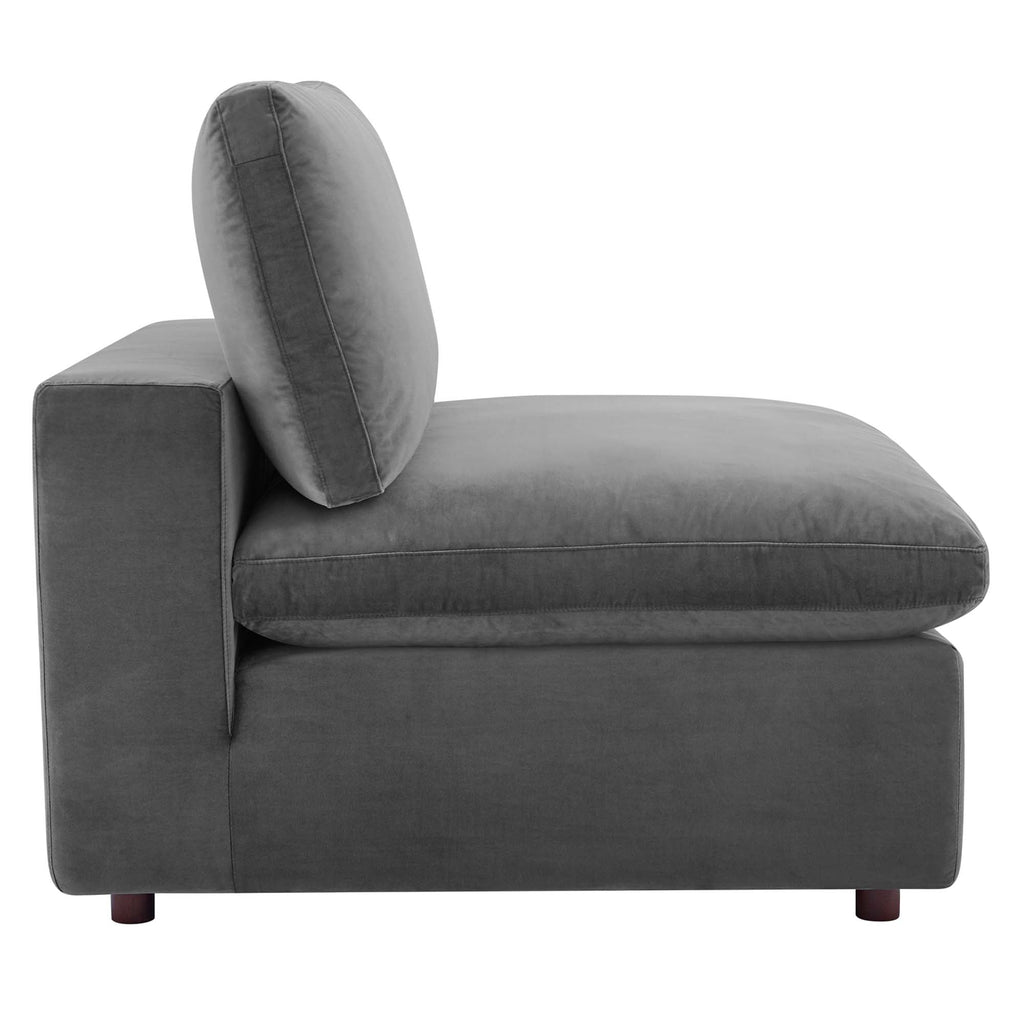 modular Down Filled Overstuffed Performance Velvet Armless Chair