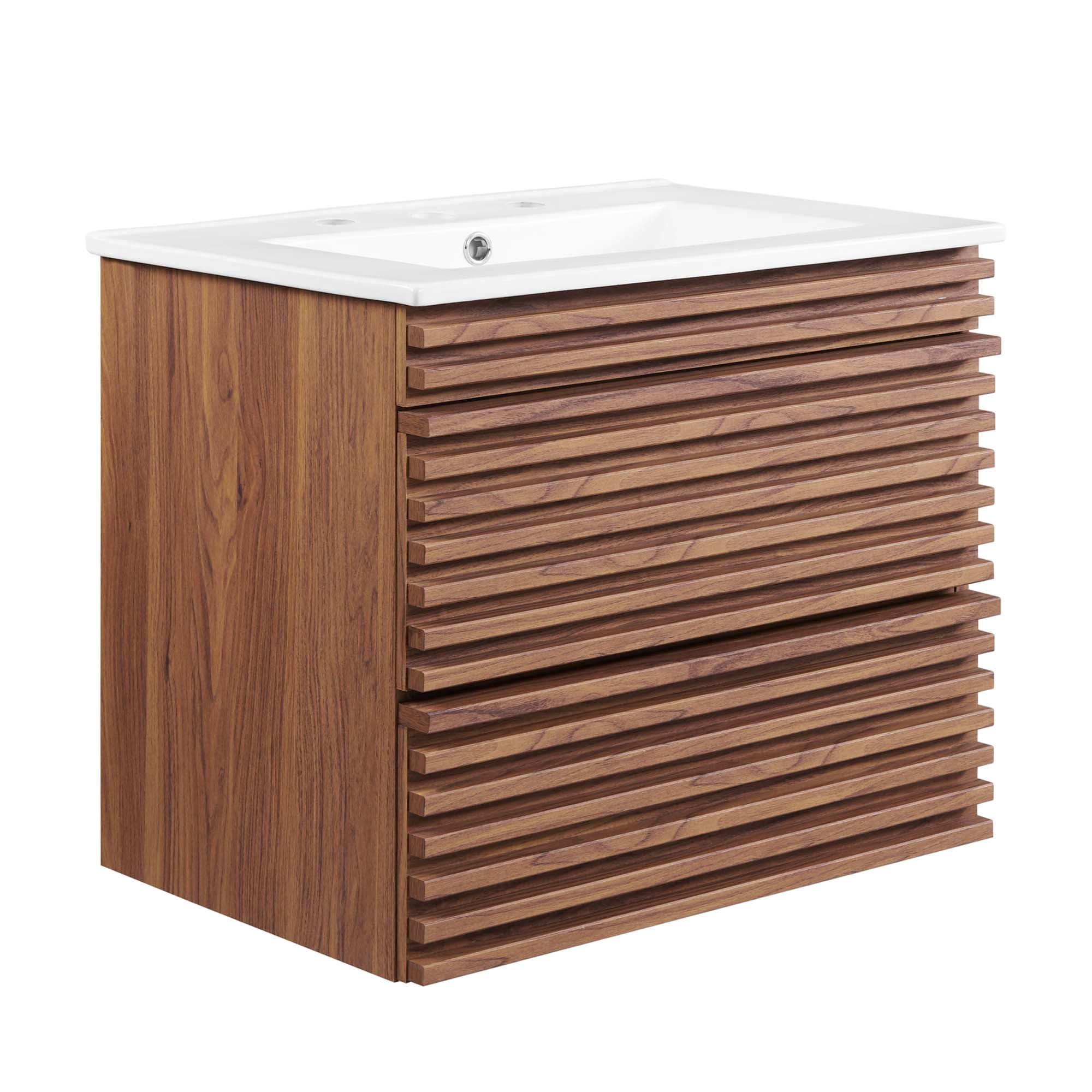 Render Wall-Mount Bathroom Vanity with White Basin Included - EEI-4433-WAL-WHI