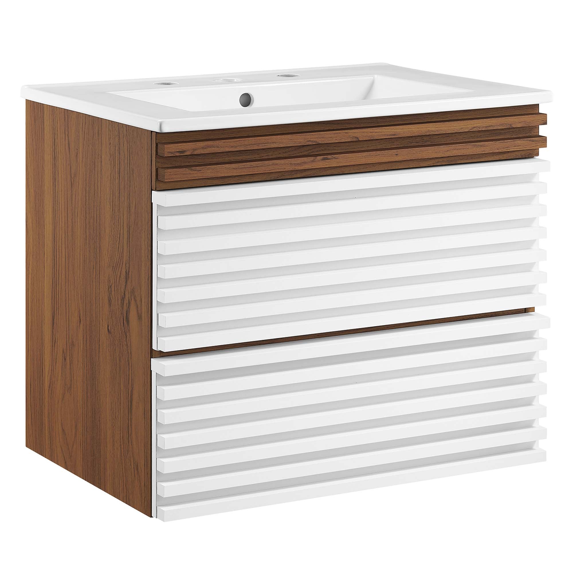 Render Wall-Mount Bathroom Vanity with White Basin Included - EEI-4433-WHI-WAL-WHI