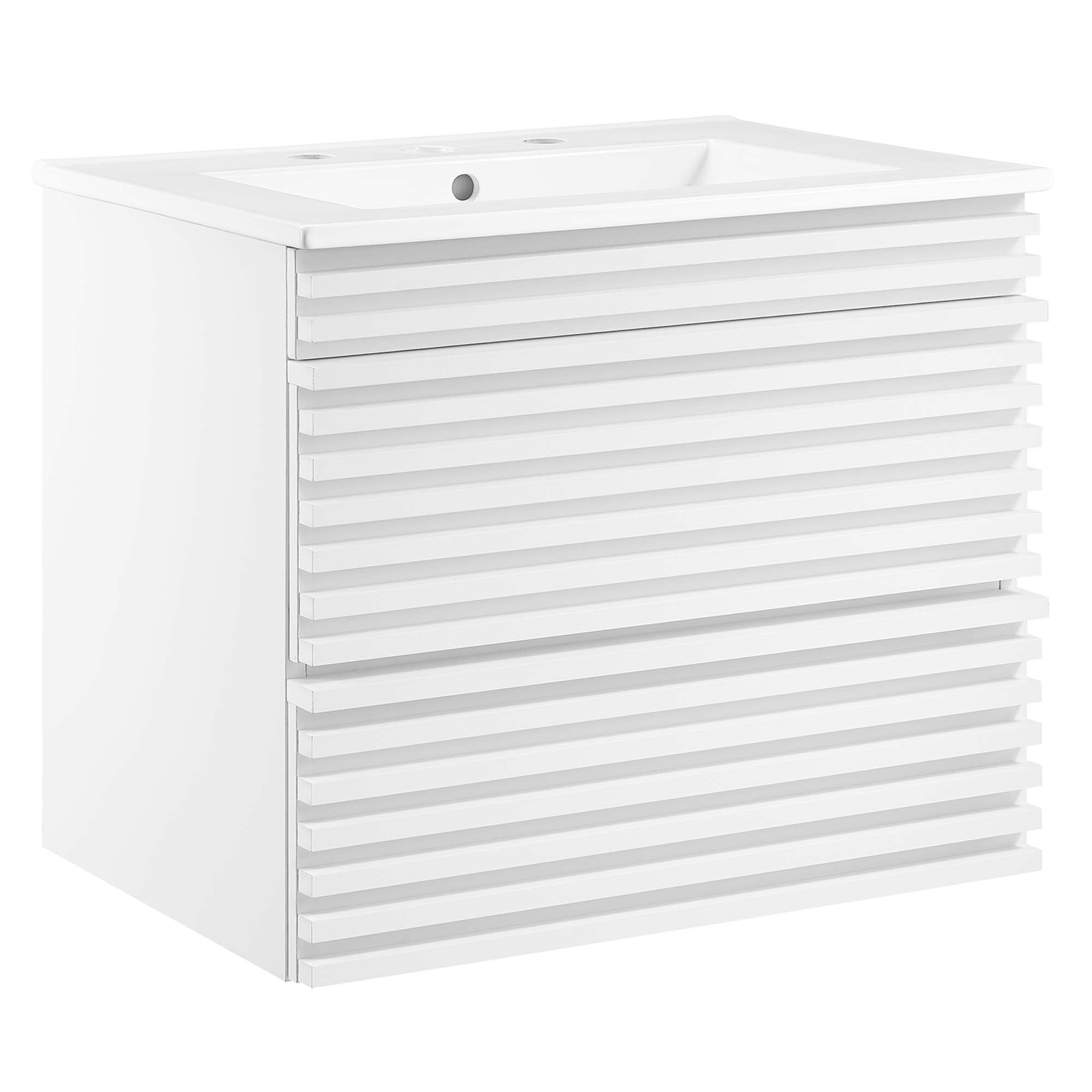 Render Wall-Mount Bathroom Vanity with White Basin Included - EEI-4433-WHI-WHI