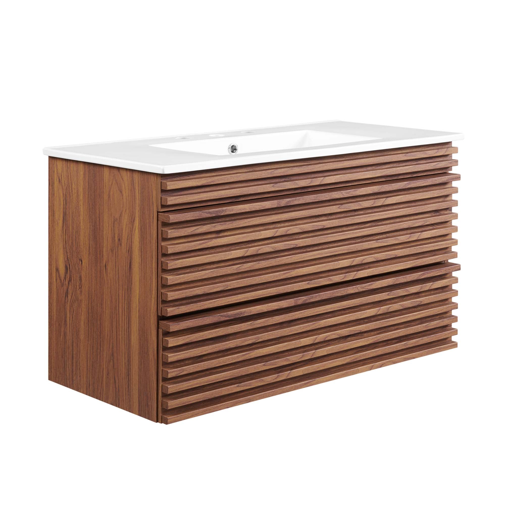 Render Wall-Mount Bathroom Vanity with White Basin Included - EEI-4436-WAL-WHI