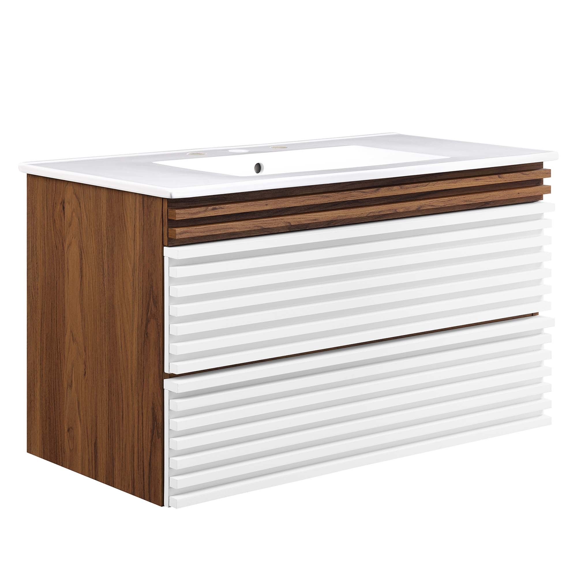 Render Wall-Mount Bathroom Vanity with White Basin Included - EEI-4436-WHI-WAL-WHI
