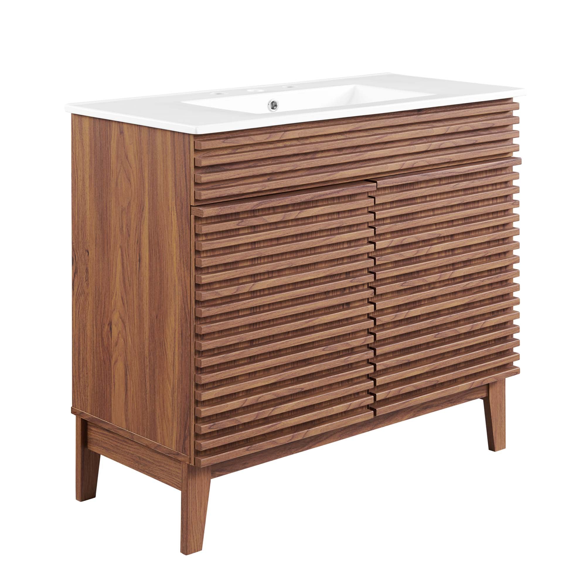 Render 30" and 36" Bathroom Vanities with White Basin Included - EEI-4437-WAL-WHI