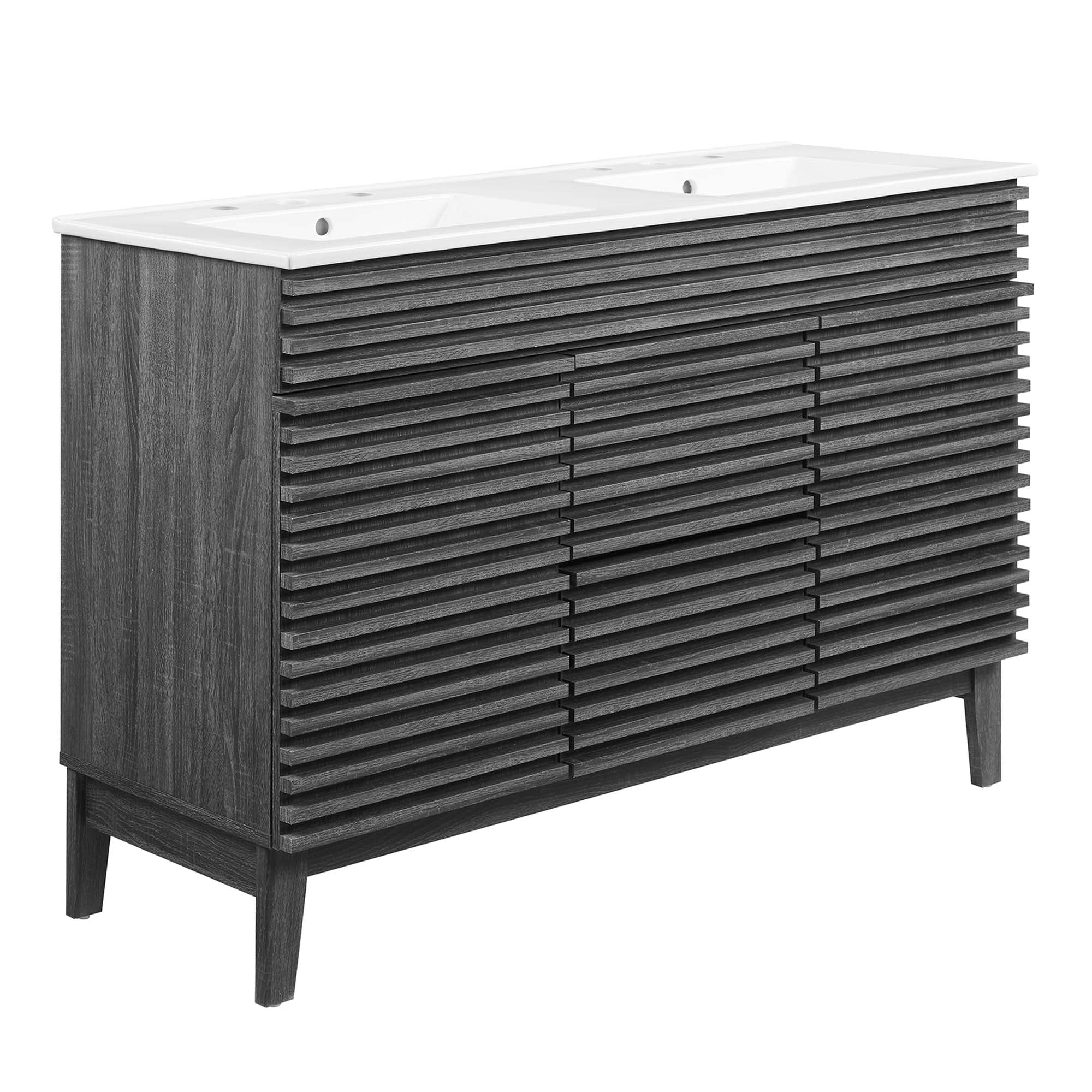 Render 48" Bathroom Vanity with White Basin Included - EEI-4441-CHA-WHI