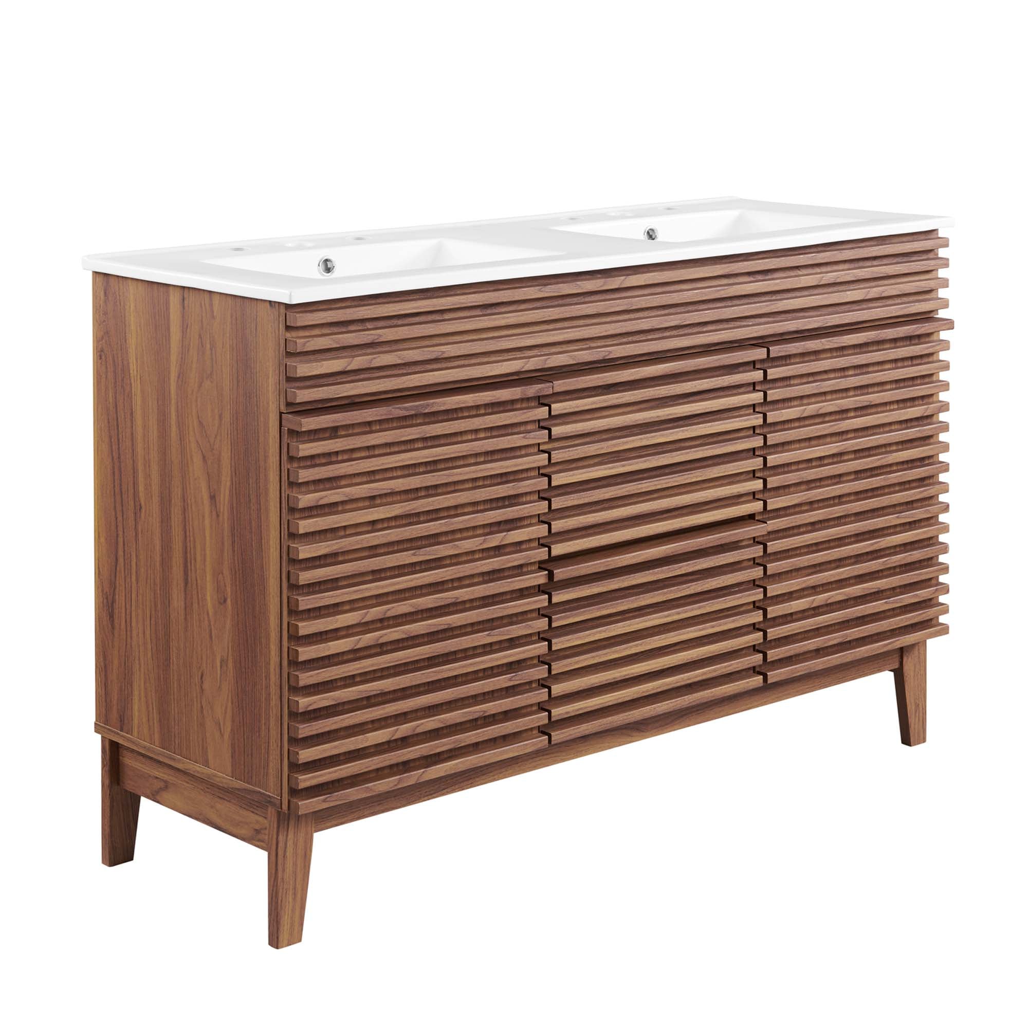 Render 48" Bathroom Vanity with White Basin Included - EEI-4441-WAL-WHI