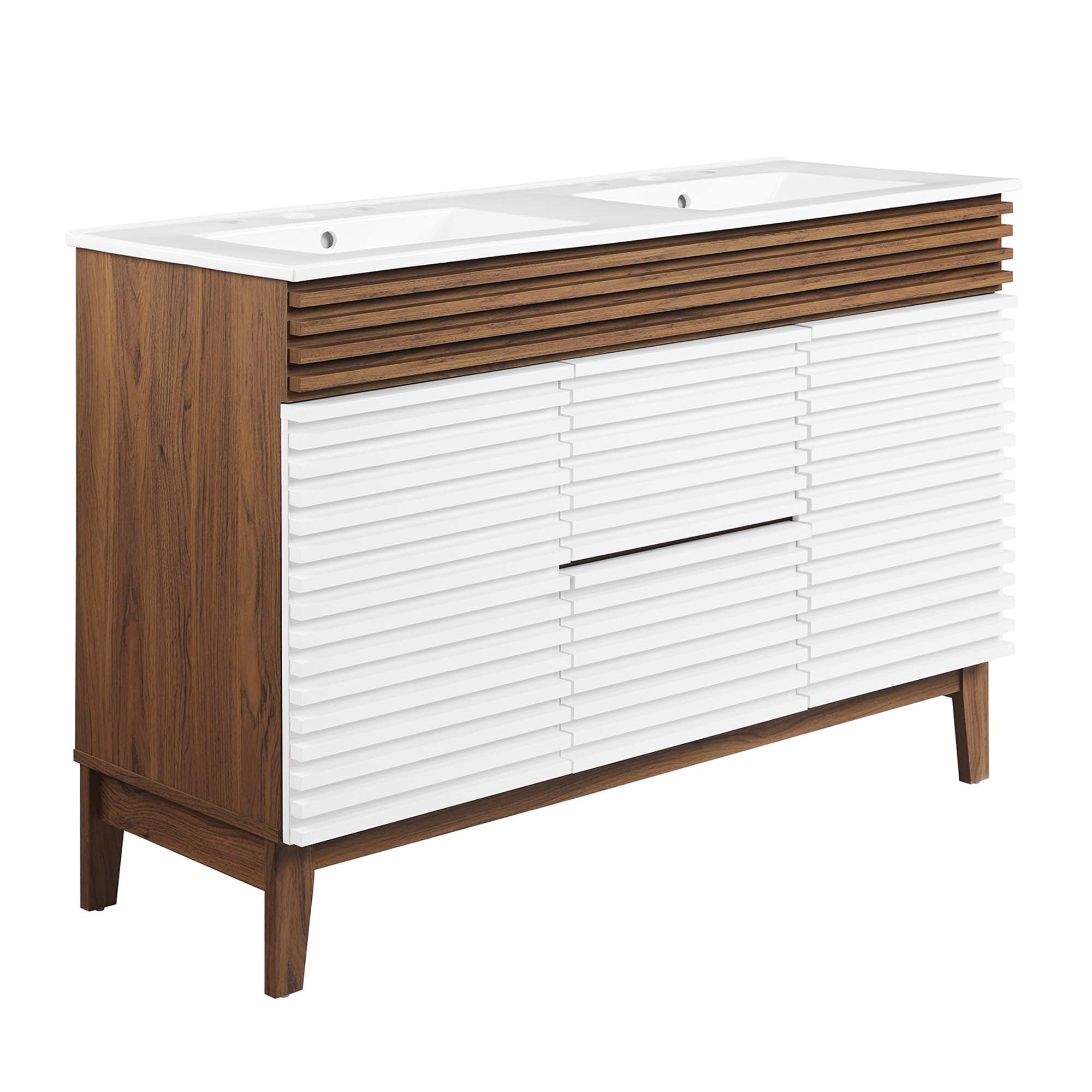 Render 48" Bathroom Vanity with White Basin Included - EEI-4441-WHI-WAL-WHI