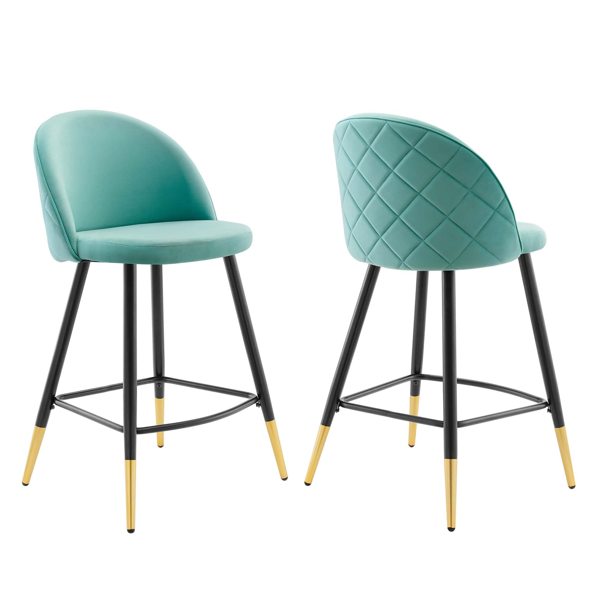 Cordial Performance Velvet Counter Stools Set of 2 - EEI-4529-MIN