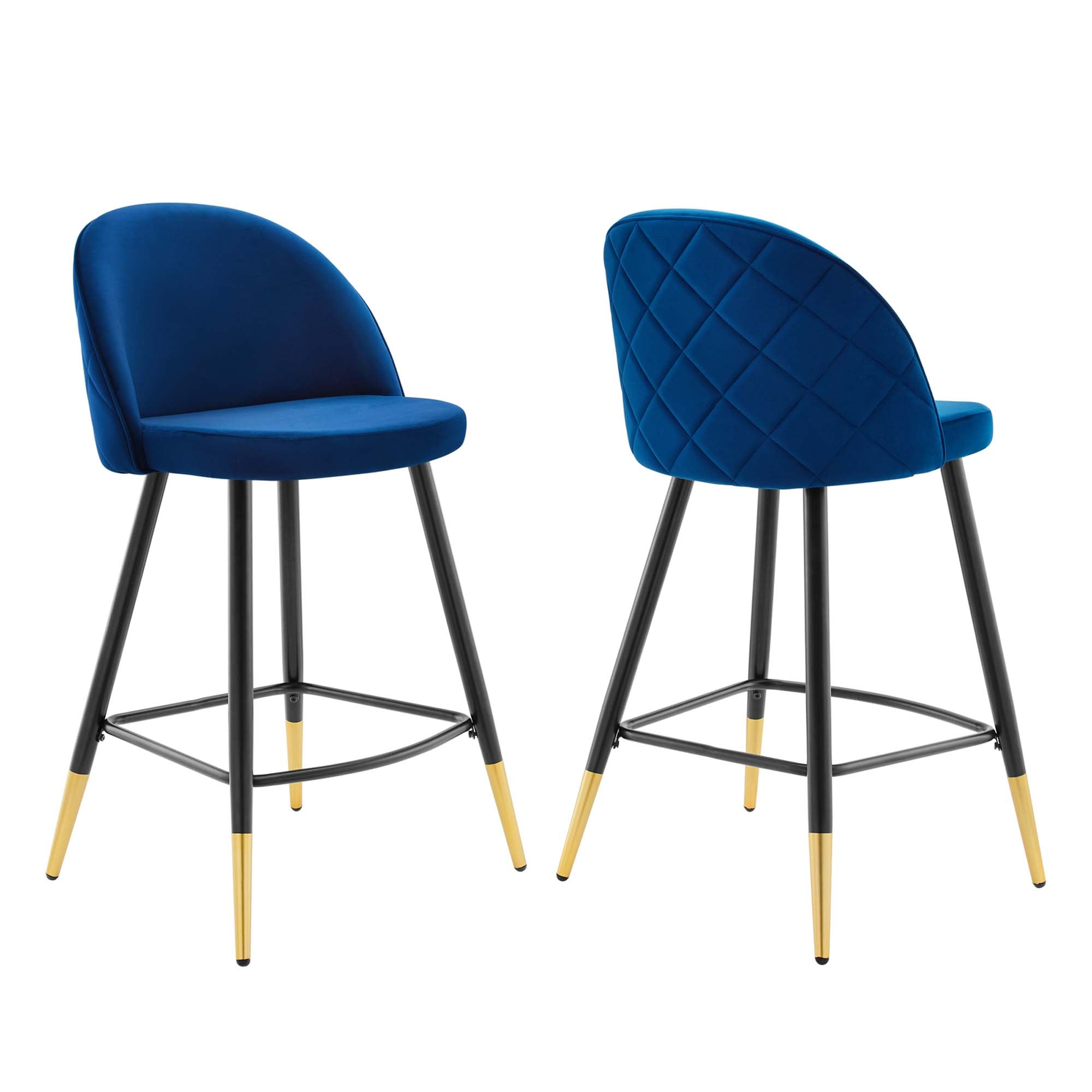 Cordial Performance Velvet Counter Stools Set of 2 - EEI-4529-NAV