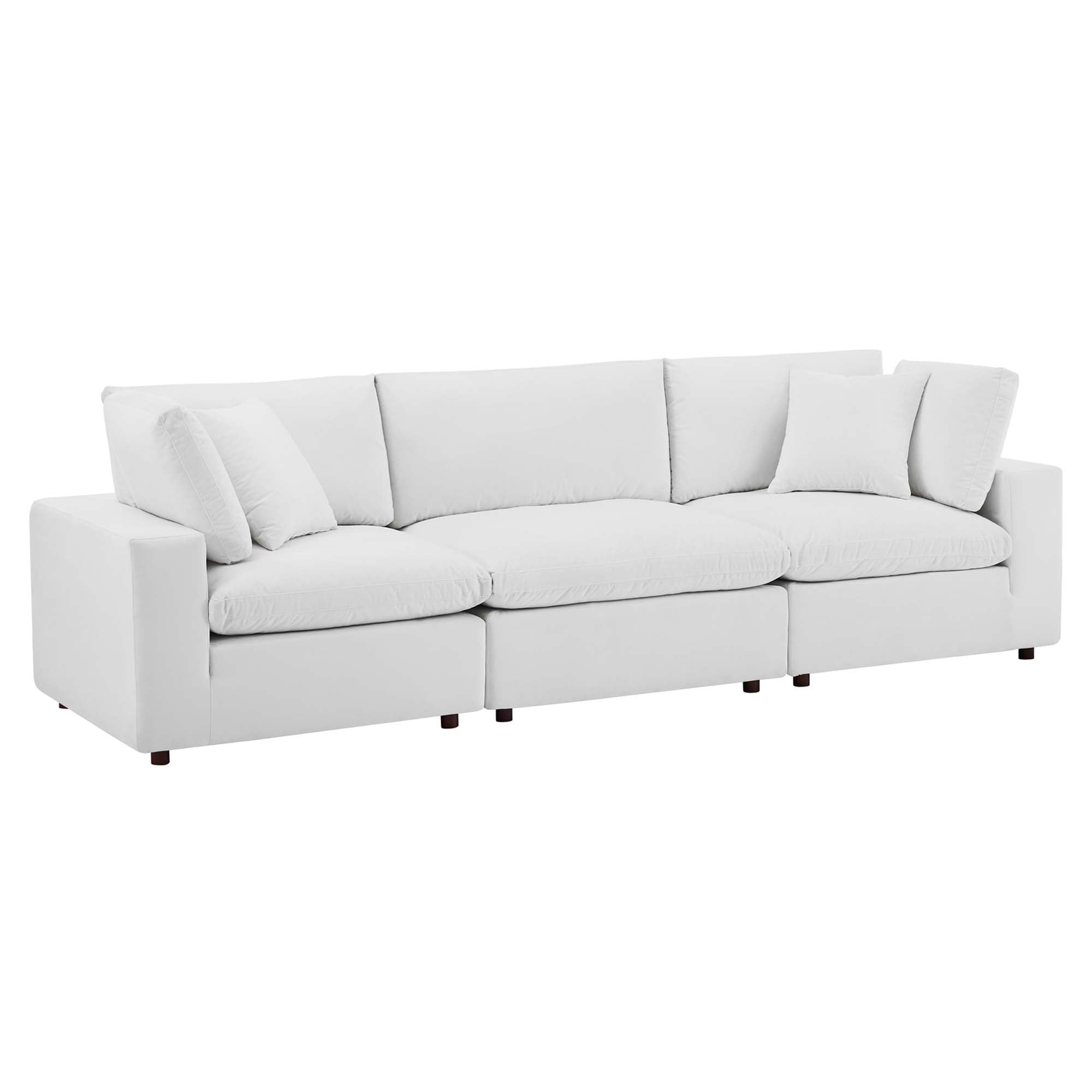modular Down Filled Overstuffed Performance Velvet 3-Seater Sofa
