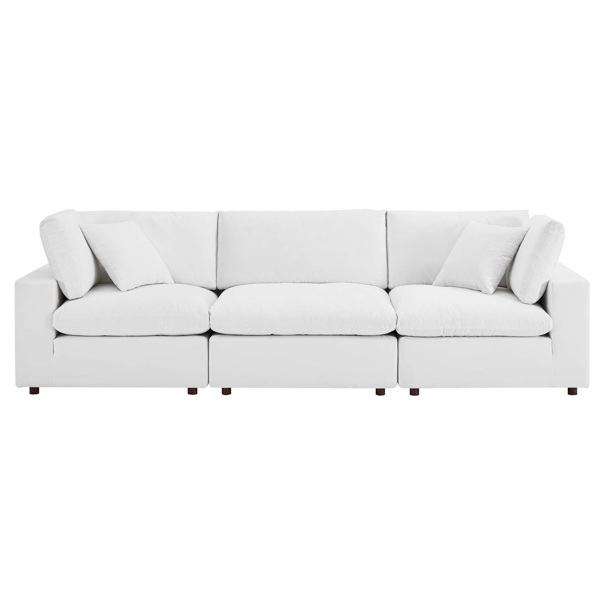 modular Down Filled Overstuffed Performance Velvet 3-Seater Sofa
