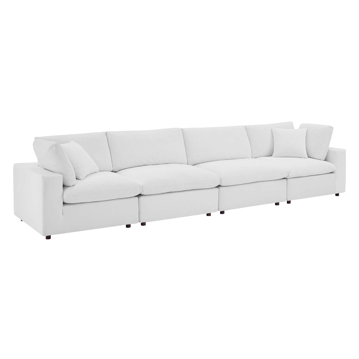modular Down Filled Overstuffed Performance Velvet 4-Seater Sofa